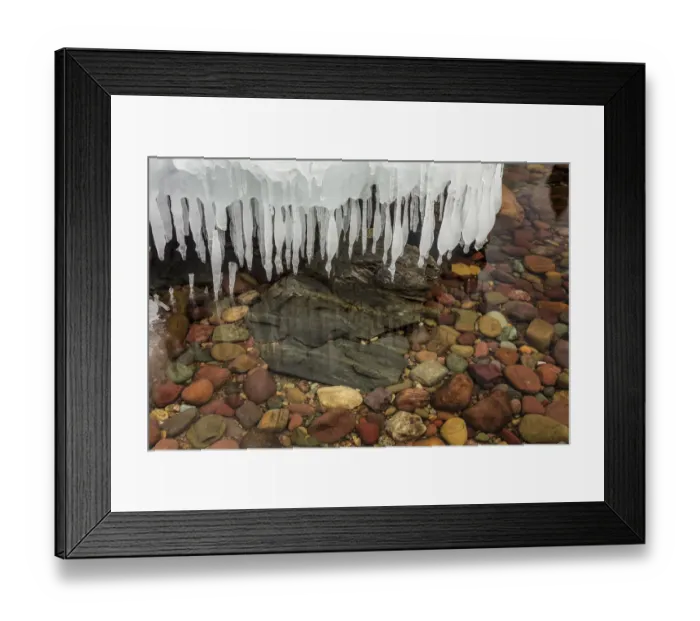 Framed Print : Ice formations along Lake McDonald in Glacier National Park, Montana, USA