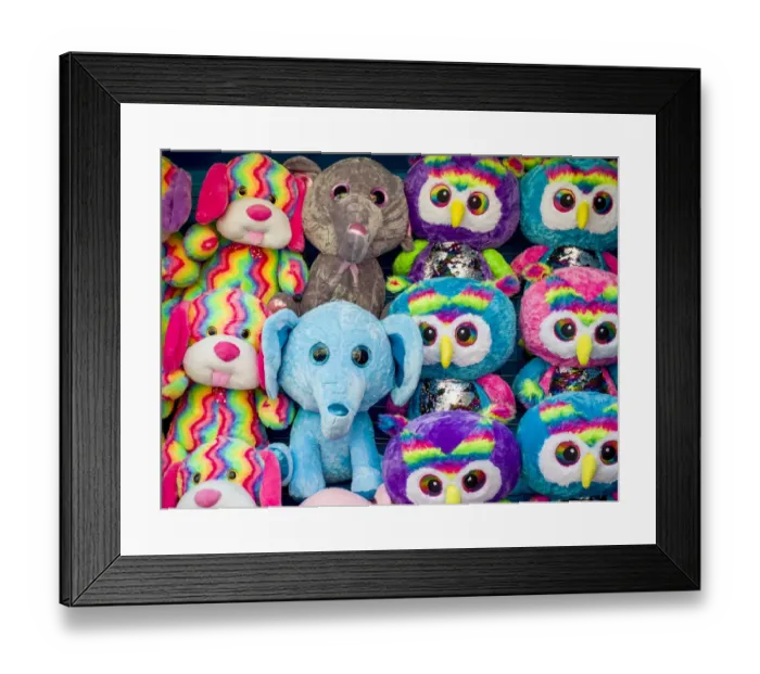 Framed Print : USA, Indiana, Indianapolis. Prizes in a game booth on fair midway
