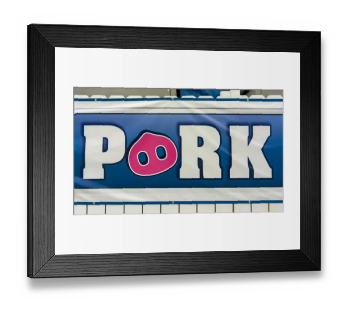 Framed Print : USA, Indiana, Indianapolis. Pork sign. Credit as: Wendy Kaveney  /  Jaynes Gallery  /  DanitaDelimont