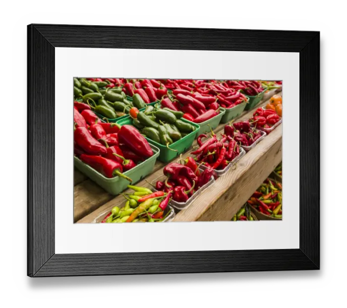 Framed Print : Canada, Quebec, Montreal. Little Italy, Marche Jean Talon Market, peppers Framed Print : Canada, Quebec, Montreal. Little Italy, Marche Jean Talon Market, peppers