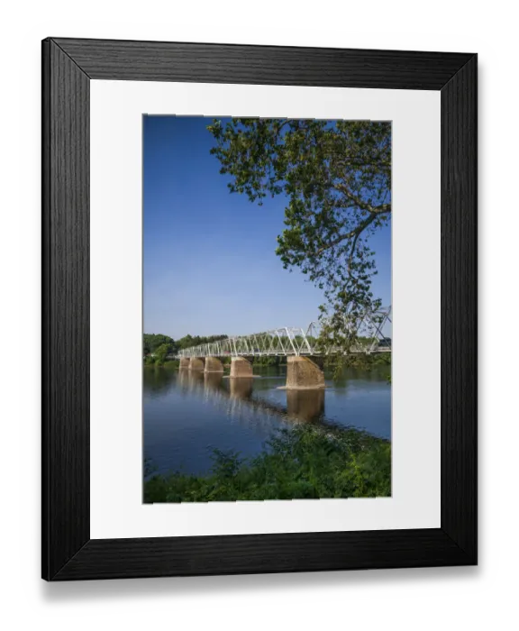 Framed Print : USA, Pennsylvania, Bucks County. Washington Crossing, bridge across the Delaware River