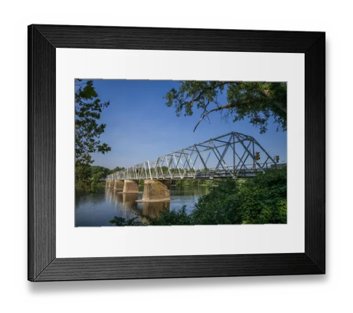 Framed Print : USA, Pennsylvania, Bucks County. Washington Crossing, bridge across the Delaware River