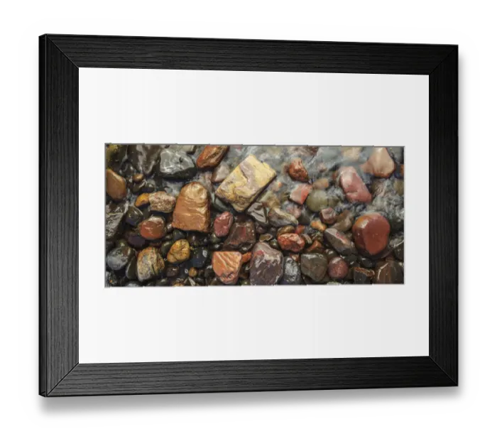 Framed Print : River rocks naturally polished in Lower Deschutes River, Central Oregon, USA