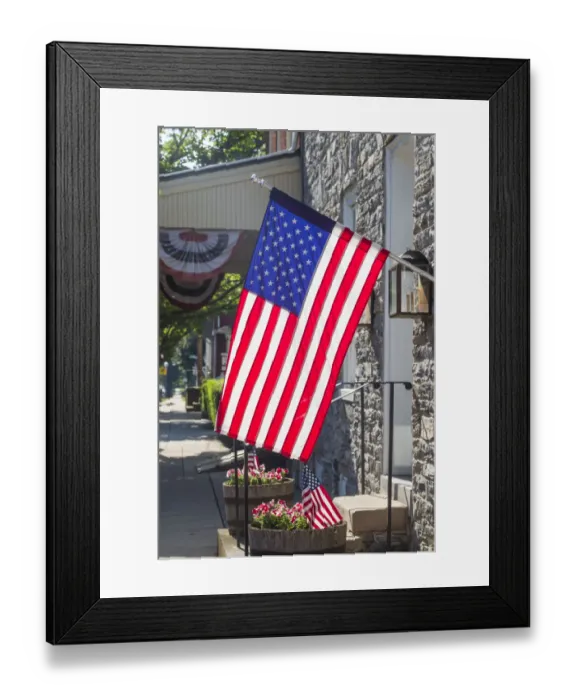 Framed Print : USA, Pennsylvania, Lititz. US flags Framed Print : USA, Pennsylvania, Lititz. US flags