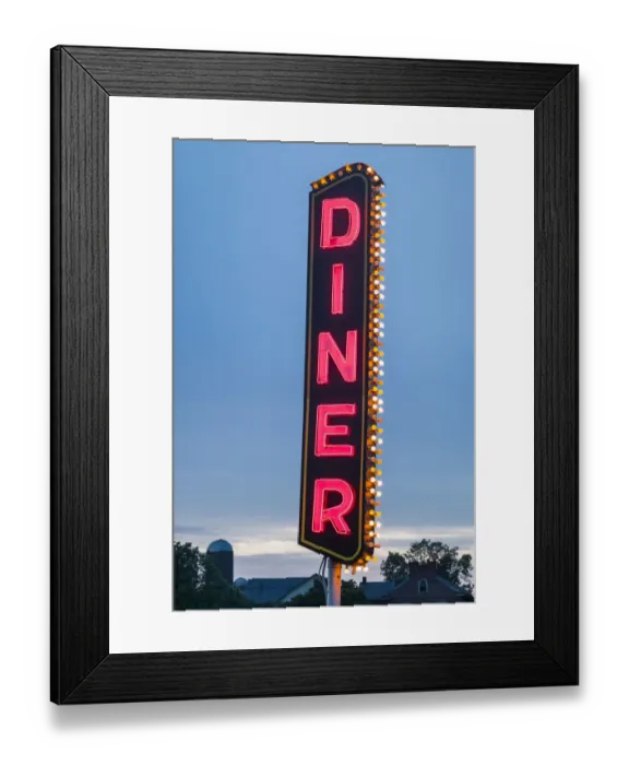 Framed Print : USA, Pennsylvania, Lancaster. diner sign