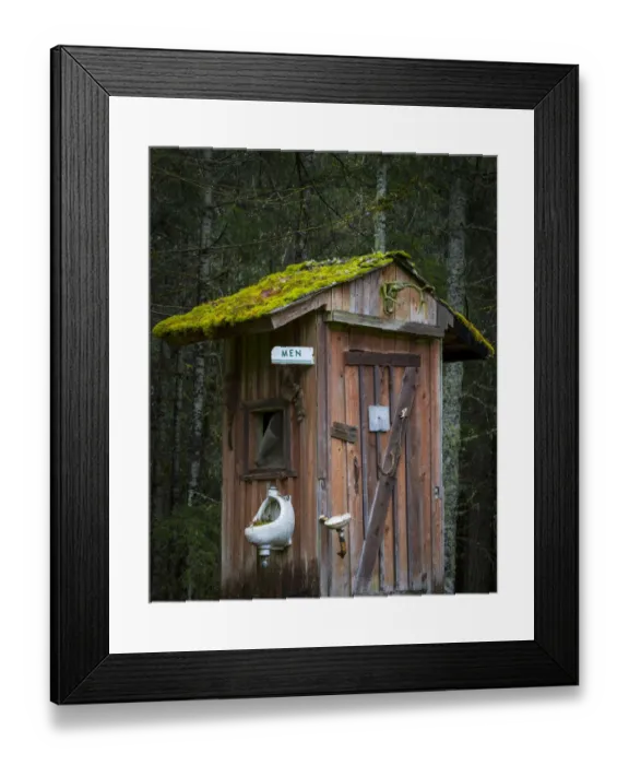 Framed Print : USA, Washington State, Elbe. Vintage outhouse