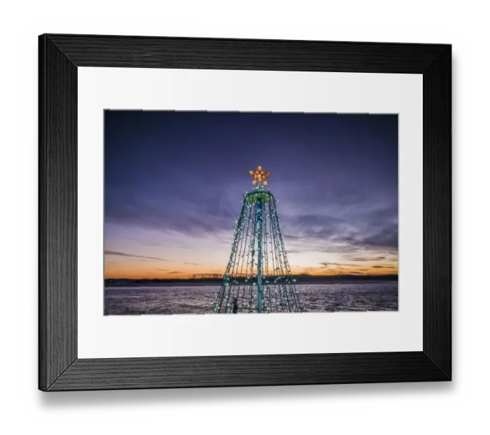 Framed Print : USA, Massachusetts, Cape Ann, Annisquam. Waterfront Christmas Tree