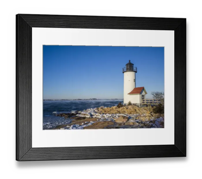 Framed Print : USA, Massachusetts, Cape Ann, Annisquam. Annisquam Lighthouse, winter Framed Print : USA, Massachusetts, Cape Ann, Annisquam. Annisquam Lighthouse, winter