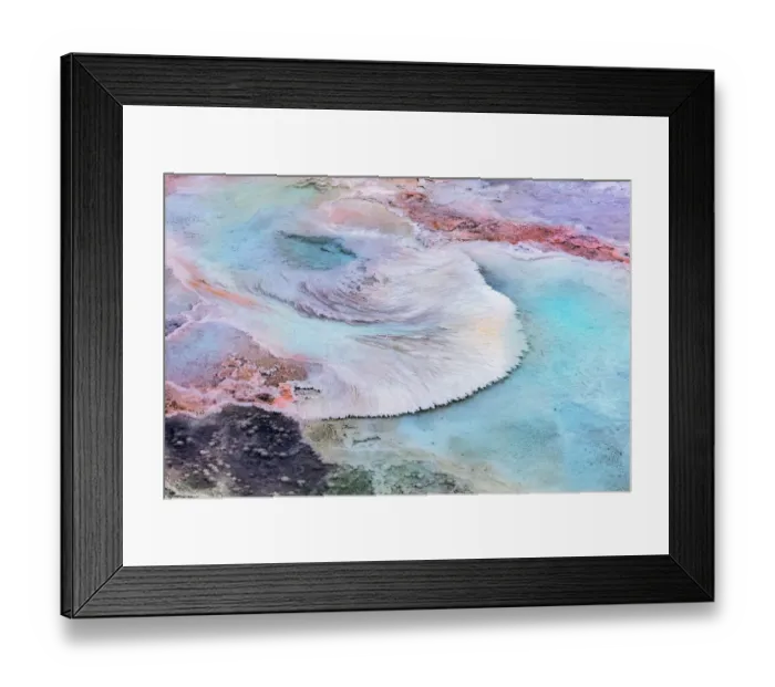 Framed Print : Artistic patterns at New Blue Spring in winter in Yellowstone National Park, Wyoming, USA Framed Print : Artistic patterns at New Blue Spring in winter in Yellowstone National Park, Wyoming, USA