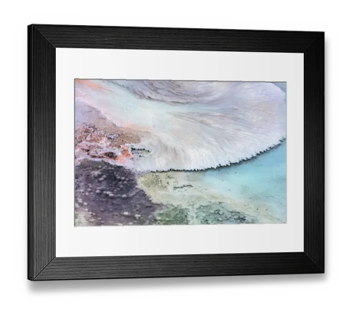 Framed Print : Artistic patterns at New Blue Spring in winter in Yellowstone National Park, Wyoming, USA Framed Print : Artistic patterns at New Blue Spring in winter in Yellowstone National Park, Wyoming, USA