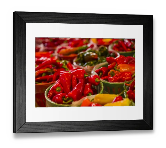 Framed Print : Canada, Quebec, Montreal. Little Italy, Marche Jean Talon Market, peppers Framed Print : Canada, Quebec, Montreal. Little Italy, Marche Jean Talon Market, peppers