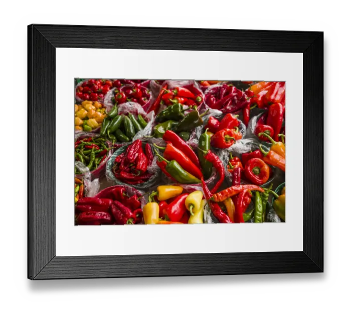 Framed Print : Canada, Quebec, Montreal. Little Italy, Marche Jean Talon Market, peppers