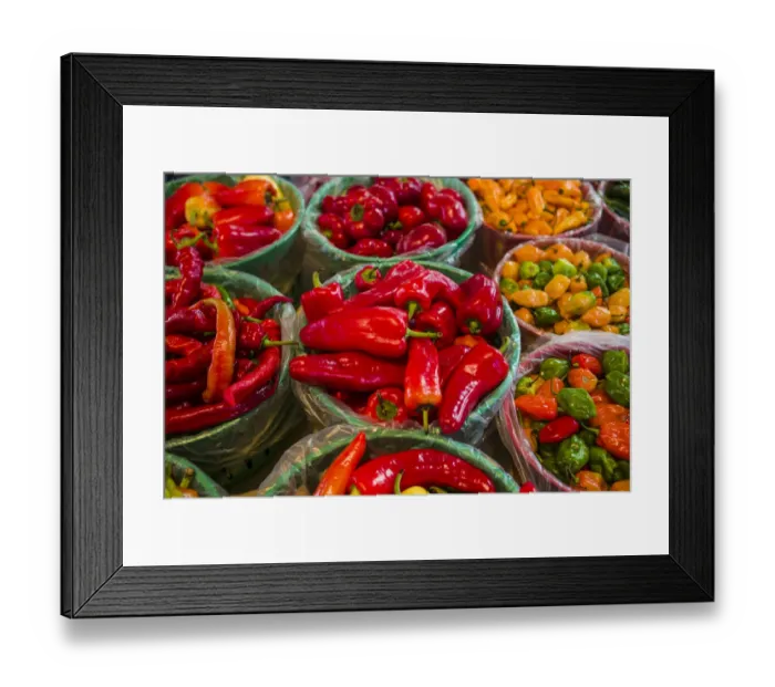 Framed Print : Canada, Quebec, Montreal. Little Italy, Marche Jean Talon Market, peppers Framed Print : Canada, Quebec, Montreal. Little Italy, Marche Jean Talon Market, peppers