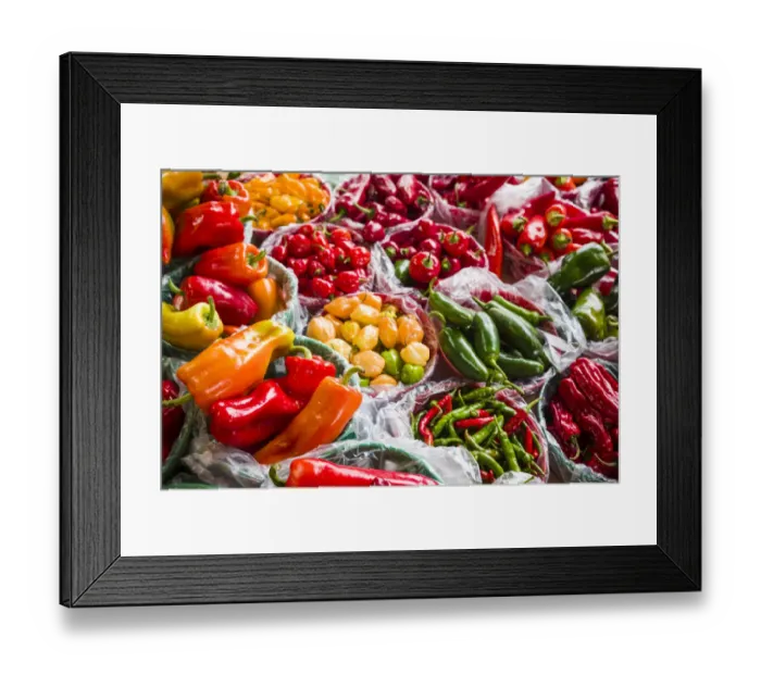 Framed Print : Canada, Quebec, Montreal. Little Italy, Marche Jean Talon Market, peppers Framed Print : Canada, Quebec, Montreal. Little Italy, Marche Jean Talon Market, peppers