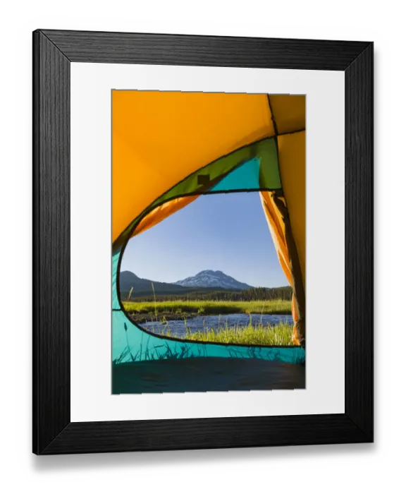 Framed Print : View through Tent, South Sister (Elevation 10, 358 ft. ) Sparks Lake, Three Sisters Wilderness Framed Print : View through Tent, South Sister (Elevation 10, 358 ft. ) Sparks Lake, Three Sisters Wilderness