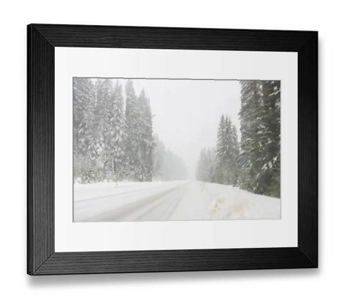 Framed Print : Winter driving conditions on Mount Hood, Oregon, USA