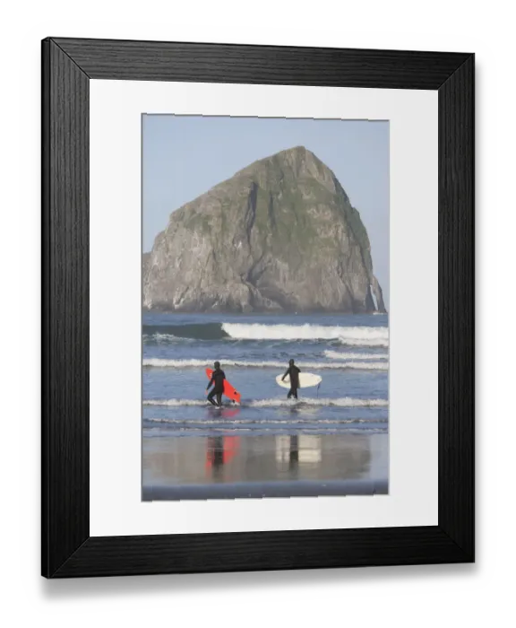 Framed Print : Surfers, Haystack Rock, Cape Kiwanda State Park, Oregon Coast, USA, Late Spring Framed Print : Surfers, Haystack Rock, Cape Kiwanda State Park, Oregon Coast, USA, Late Spring