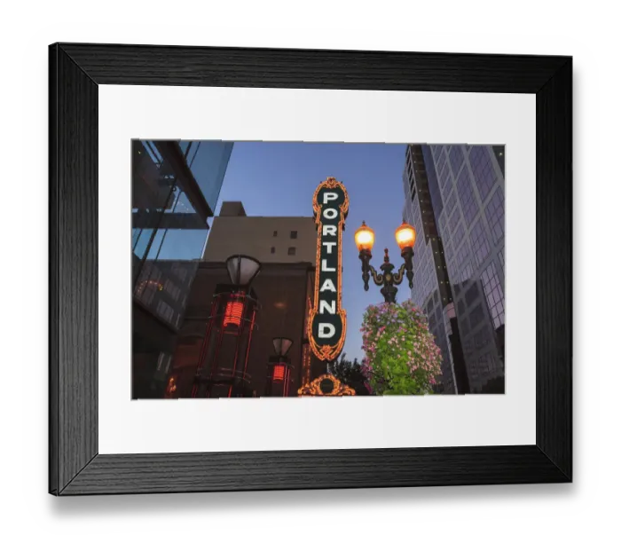 Framed Print : Portland Theater. Historic section of Downtown Portland near Pioneer Square, Oregon, USA Framed Print : Portland Theater. Historic section of Downtown Portland near Pioneer Square, Oregon, USA