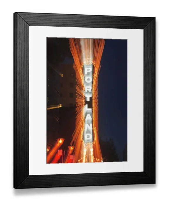 Framed Print : Portland Theater. Historic section of Downtown Portland near Pioneer Square, Oregon, USA