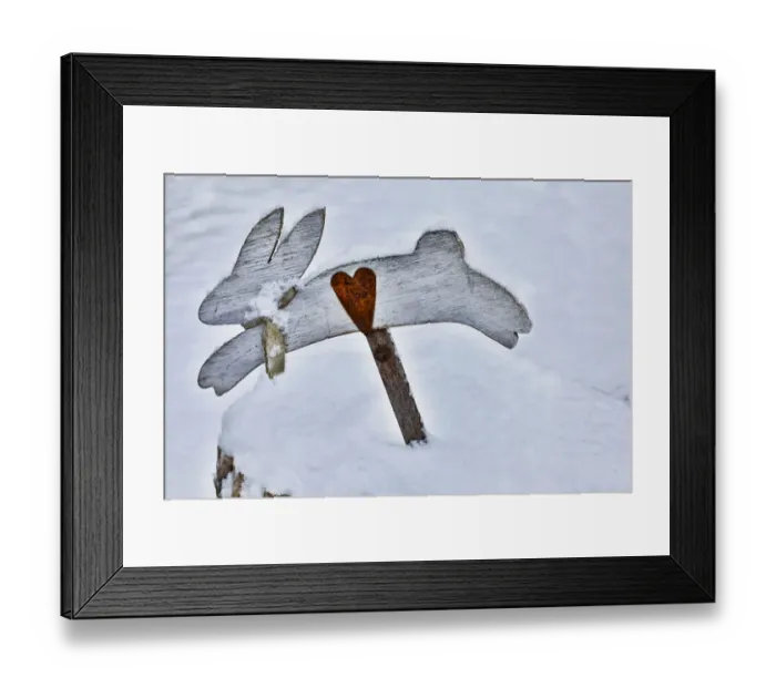 Framed Print : Fresh snow on the wooden rabbit cutout. Town of Snoqualmie Framed Print : Fresh snow on the wooden rabbit cutout. Town of Snoqualmie