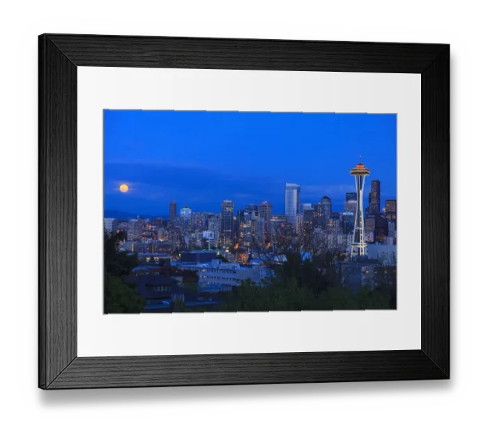 Framed Print : 2012 skyline view of the Seattle skyline with the Space Needle roof painted Galaxy Gold Framed Print : 2012 skyline view of the Seattle skyline with the Space Needle roof painted Galaxy Gold