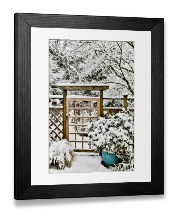 Framed Print : Fence and gate covered with snow Framed Print : Fence and gate covered with snow