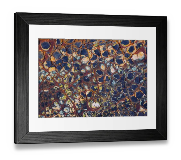 Framed Print : Layers of worn auto paint abstract