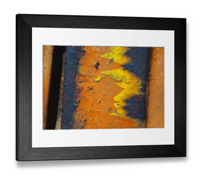 Framed Print : Details of rust and paint on metal