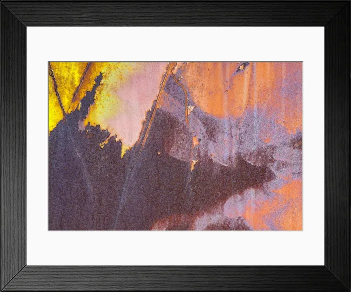 Framed Print : Details of rust and paint on metal
