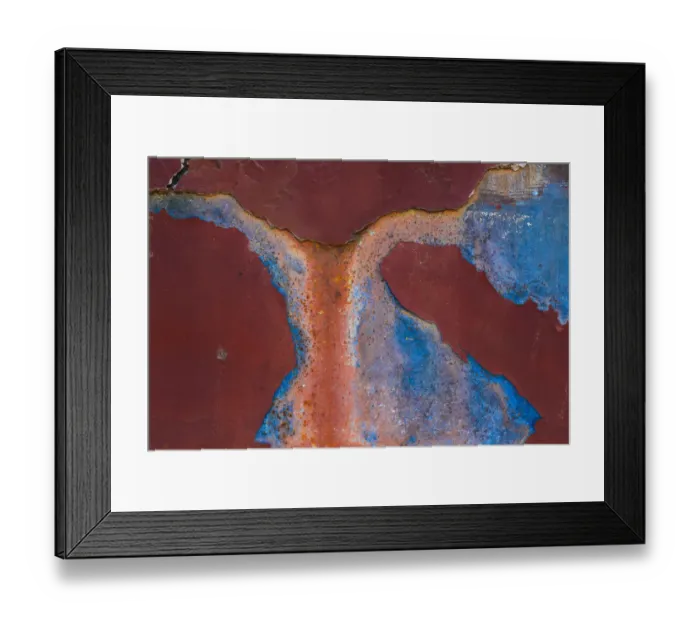 Framed Print : Details of rust and paint on metal
