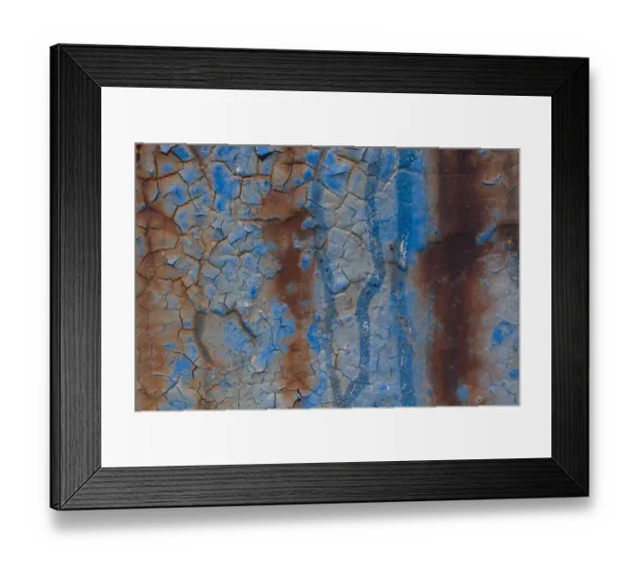 Framed Print : Details of rust and paint on metal