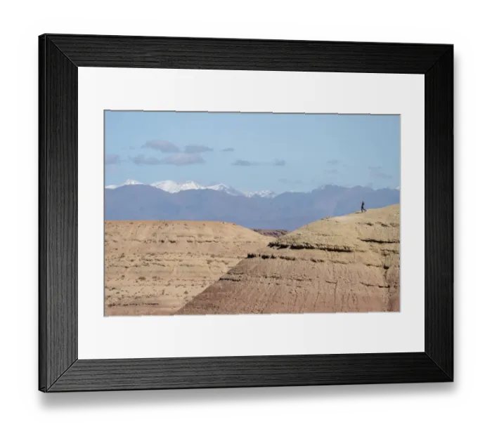 Framed Print : Africa, Morocco, Ait Benhaddou. Person atop barren hill Framed Print : Africa, Morocco, Ait Benhaddou. Person atop barren hill