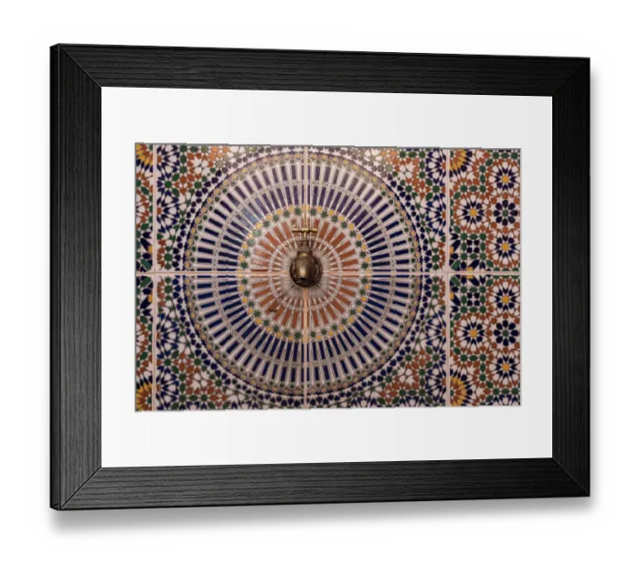 Framed Print : Africa, Morocco. Close-up of tile design patterns around faucet Framed Print : Africa, Morocco. Close-up of tile design patterns around faucet