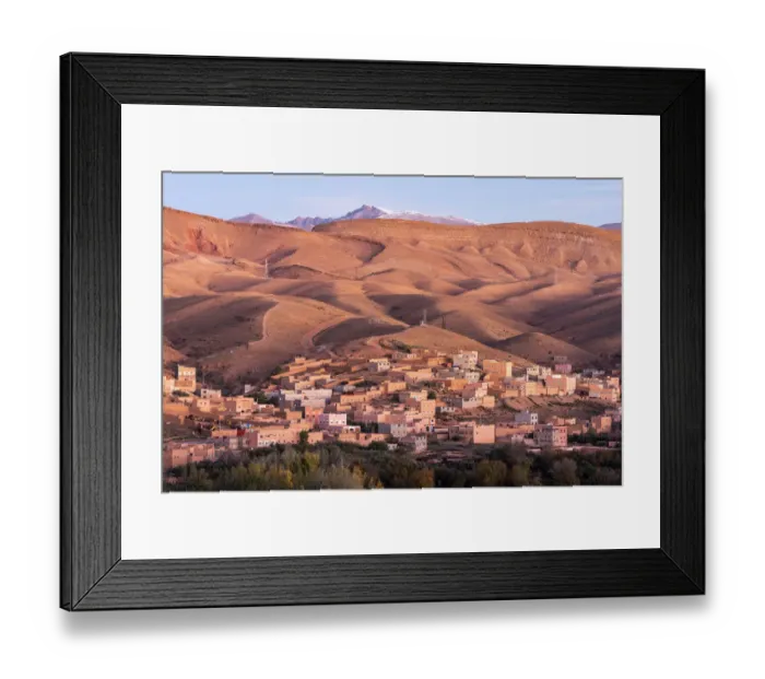 Framed Print : Africa, Morocco, Boumalne Dades. Town amid barren landscape