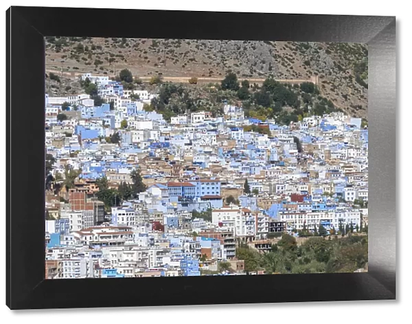 Africa, Morocco, Chefchaouen. Overview of town
