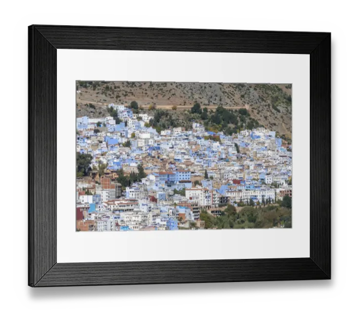 Framed Print : Africa, Morocco, Chefchaouen. Overview of town Framed Print : Africa, Morocco, Chefchaouen. Overview of town