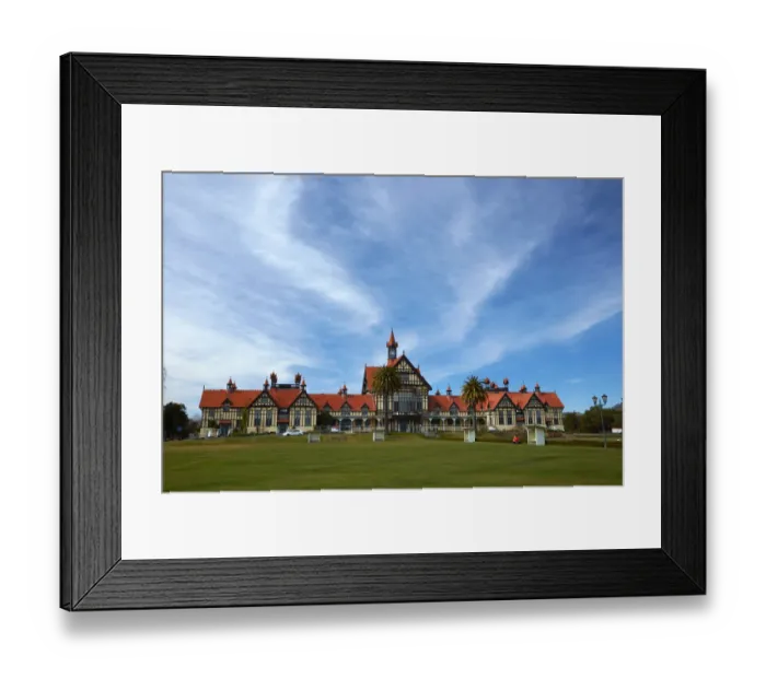 Framed Print : Bath House (Rotorua Museum), and bowling greens, Government Gardens, Rotorua, North Island