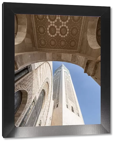 Africa, Morocco, Casablanca. Close-up of mosque exterior