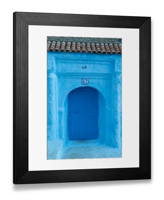 Framed Print : Africa, Morocco, Chefchaouen. Arch over wooden door