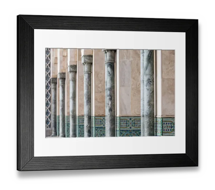 Framed Print : Africa, Morocco, Casablanca. Close-up of mosque exterior