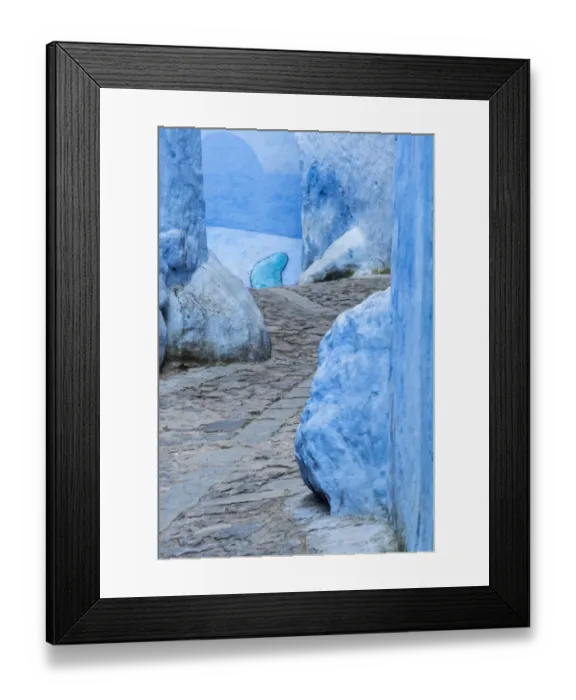 Framed Print : Africa, Morocco, Chefchaouen. Alley walkway in town Framed Print : Africa, Morocco, Chefchaouen. Alley walkway in town