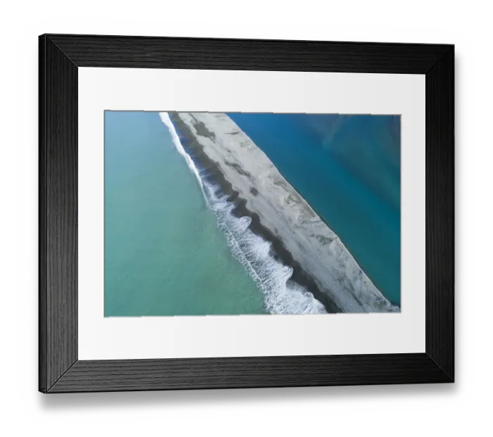 Framed Print : Gravel bar at mouth of Rakaia River, Mid Canterbury, South Island, New Zealand
