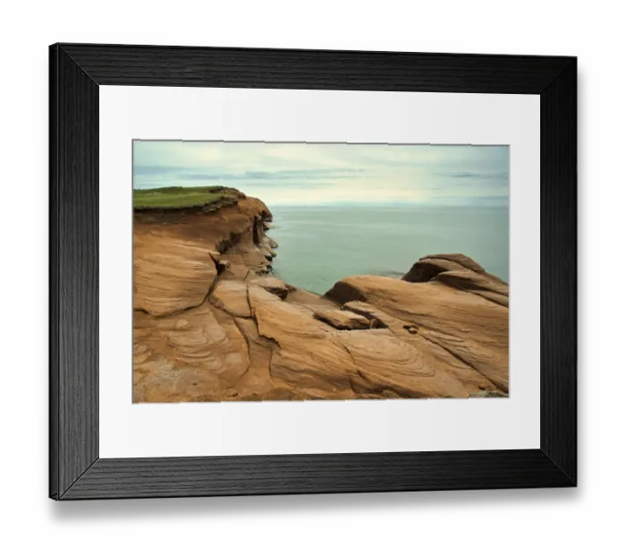 Framed Print : Canada, Quebec, Iles-de-la-Madeleine. Red cliffs and ocean Framed Print : Canada, Quebec, Iles-de-la-Madeleine. Red cliffs and ocean