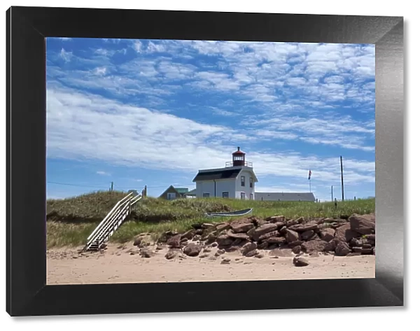 Canada, Prince Edward Island. Cousins Shore Beach, lighthouse