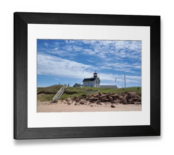 Framed Print : Canada, Prince Edward Island. Cousins Shore Beach, lighthouse Framed Print : Canada, Prince Edward Island. Cousins Shore Beach, lighthouse