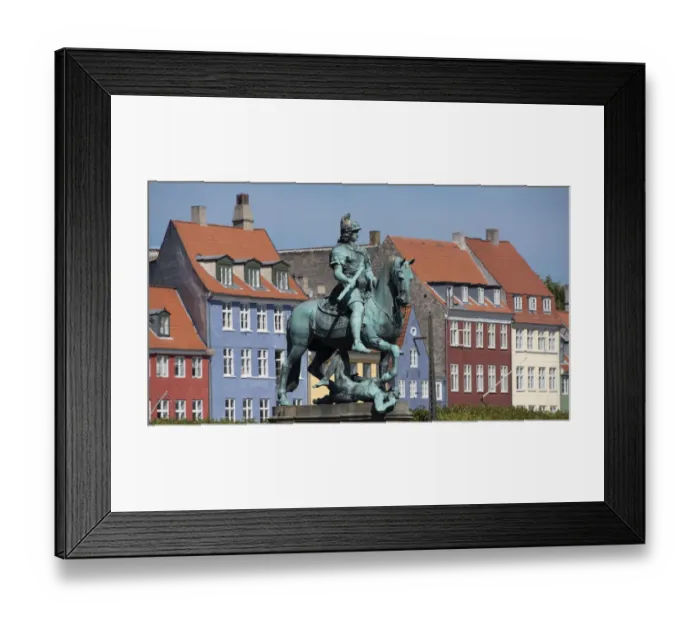 Framed Print : Denmark, Copenhagen, Nyhavn district in city center. Statue of the Bishop of Absalon Framed Print : Denmark, Copenhagen, Nyhavn district in city center. Statue of the Bishop of Absalon