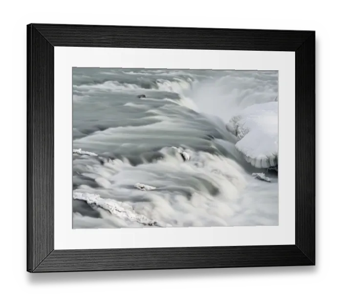 Framed Print : Urridafoss during winter, river Thorsa, Selfoss, Iceland