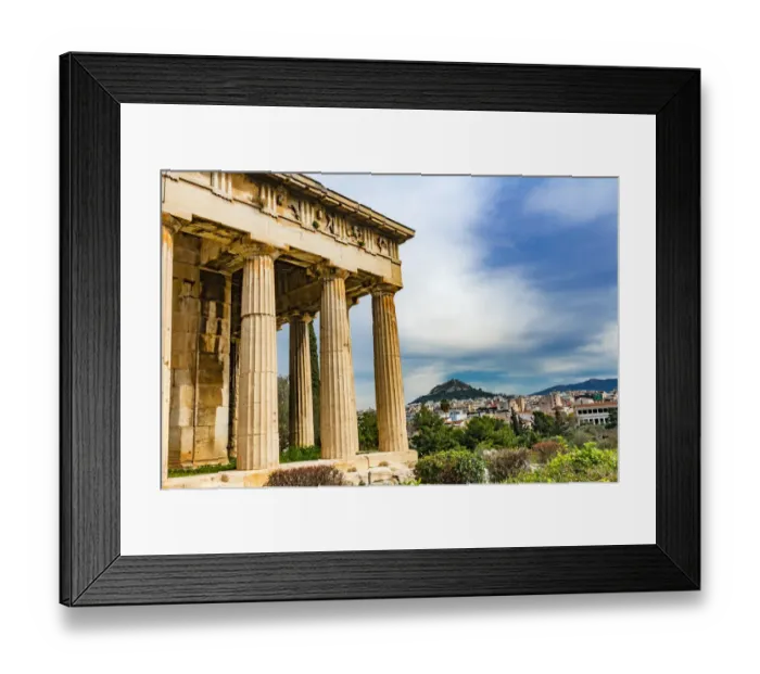 Framed Print : Ancient Temple of Hephaestus. Columns Agora Marketplace, Athens, Greece