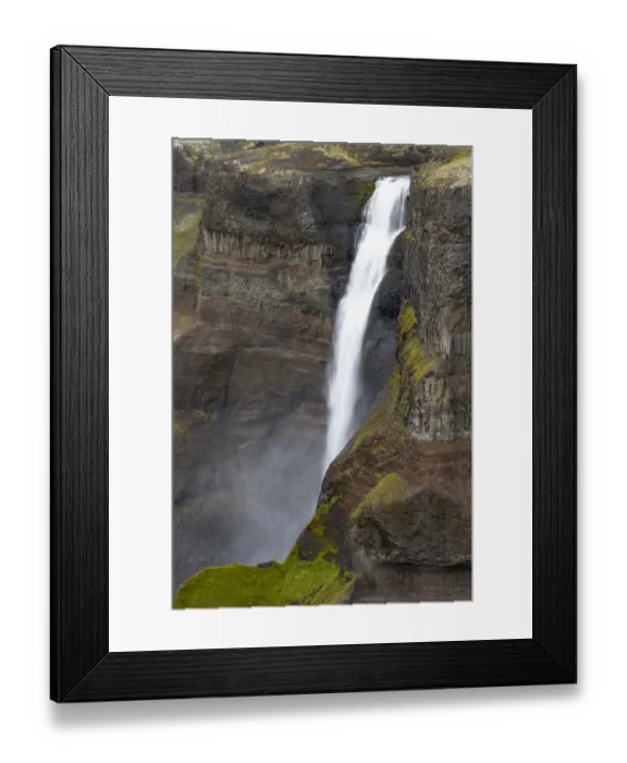 Framed Print : Iceland, Southern Highlands, Haifoss Waterfall. The Fossa River flowing over the cliffs