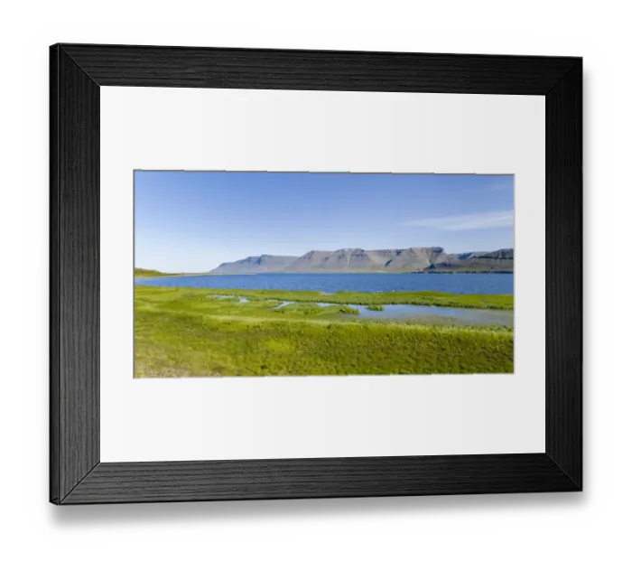 Framed Print : Shore of fjord Dyrafjordur near Haukadalur on the Thingeyri peninsula, northwest Iceland Framed Print : Shore of fjord Dyrafjordur near Haukadalur on the Thingeyri peninsula, northwest Iceland